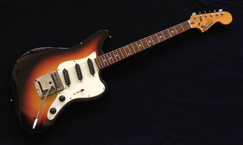 VINTAGE 1967 DOMINO SPARTAN 3 TONE SUNBURST MADE IN JAPAN MATSUMOKU  UPGRADED FENDER N3 SINGLE COIL image 1