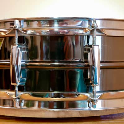 HOLY GRAAL Ludwig No. 416 Black Beauty 5x14" 10-Lug Brass Snare Drum with Pointed Blue/Olive Badge 1977 - 1979 - serial 1758452 image 3