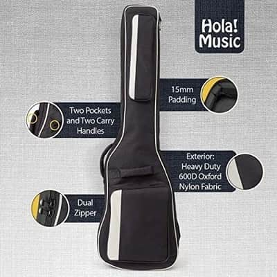 Hola! Music- Bass Guitar Gig Bag, Deluxe Series with 15mm Padding, Black image 4