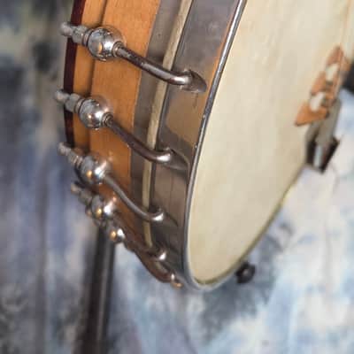 Vintage RARE 1924 Prewar Maybelle A001 Patent Applied for A001 Tenor Banjo Pro Setup New Strings Original Skin Head Original Hardshell Case image 5