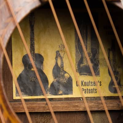 Knutsen 16 String Harp Guitar, c. 1914, black gig bag case. image 12