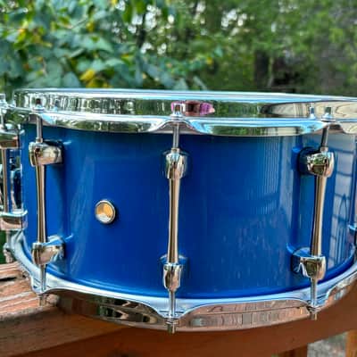Sakae SD1465MA 14x6.5" Maple Snare Drum in Sonic Blue image 5
