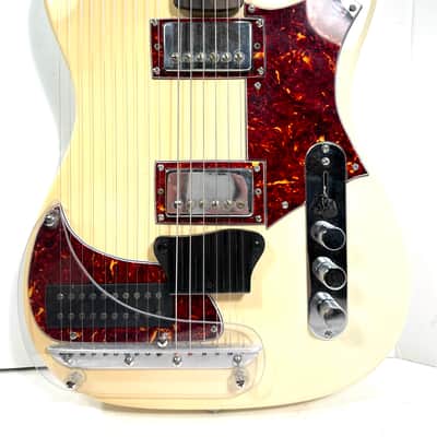 Electric sitar tele style with sympathetic strings Dronemaster 2023 - Olympic White image 1