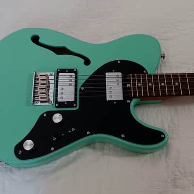 Eart Guitars E-TT72 Semi Hollow Thinline Tele Style with Double Humbuckers (Open Box) Hardtail Bridge LP3 Surf Green