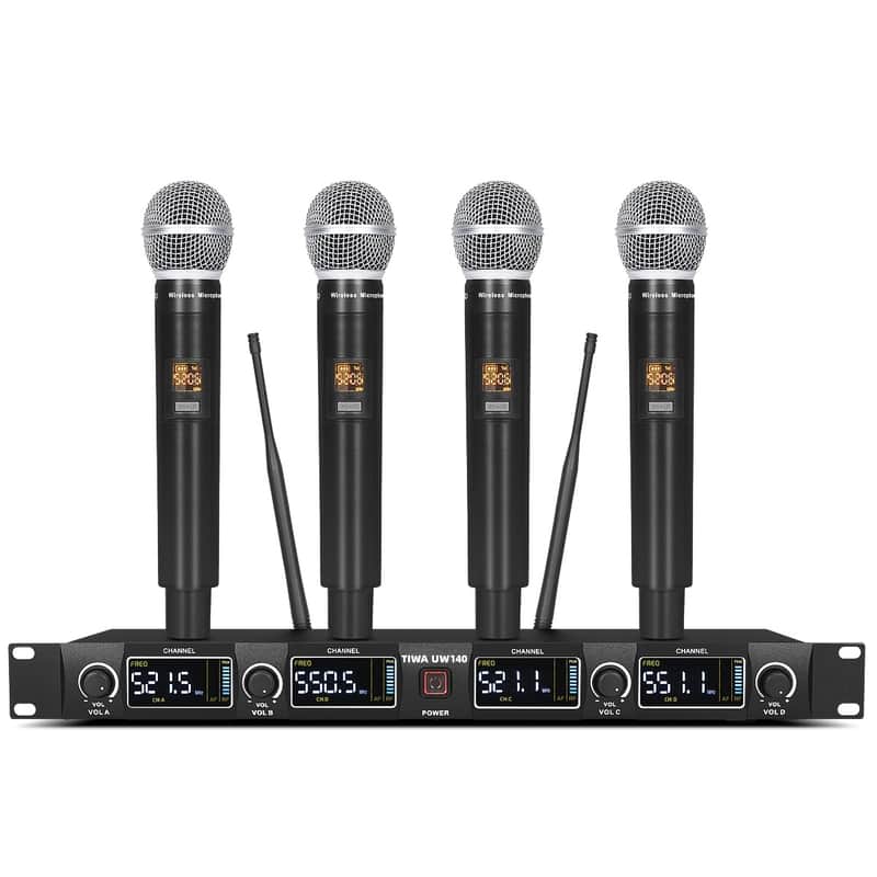 Wireless 4 handheld microphone for church/speech/karaoke/performance image 1