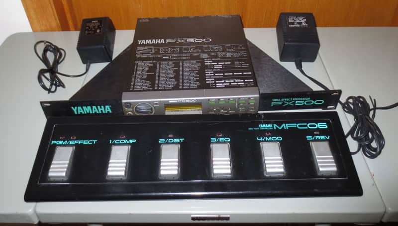 Yamaha FX500 with rack ears, Yamaha MFC06 MIDI foot switch, power