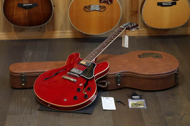 1998 Gibson ES-335 Dot Inlay Semi-Hollow Electric Guitar Figured Cherry Red + OHSC