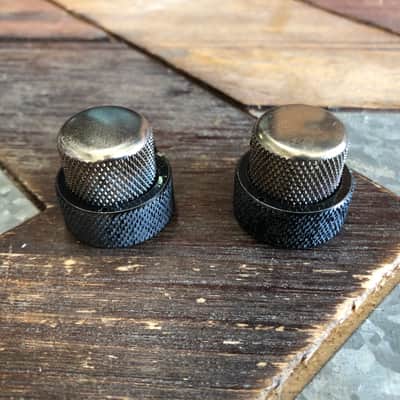Real Life Relics Genuine Fender® Replacement Aged Nickel Top & Black Bottom Jazz J Bass® Concentric Knob Set image 2