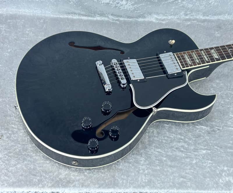 2012 USA Gibson ES-137 Custom Shop electric guitar in gloss black image 1