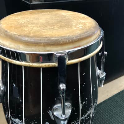 Pair Classic Vintage King Conga Drums ( Quinto , Conga Size ) 1960's Black with Stripes image 9