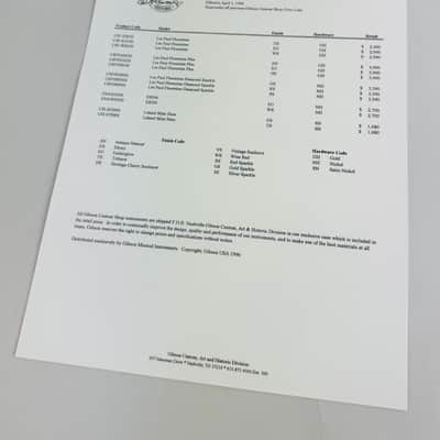 Gibson Letter & Price List Package 1996 image 4