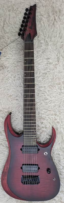 Mint Ibanez RGD721FAWUF 7-String Electric Guitar, Stained Wine Red Burst Flat image 1