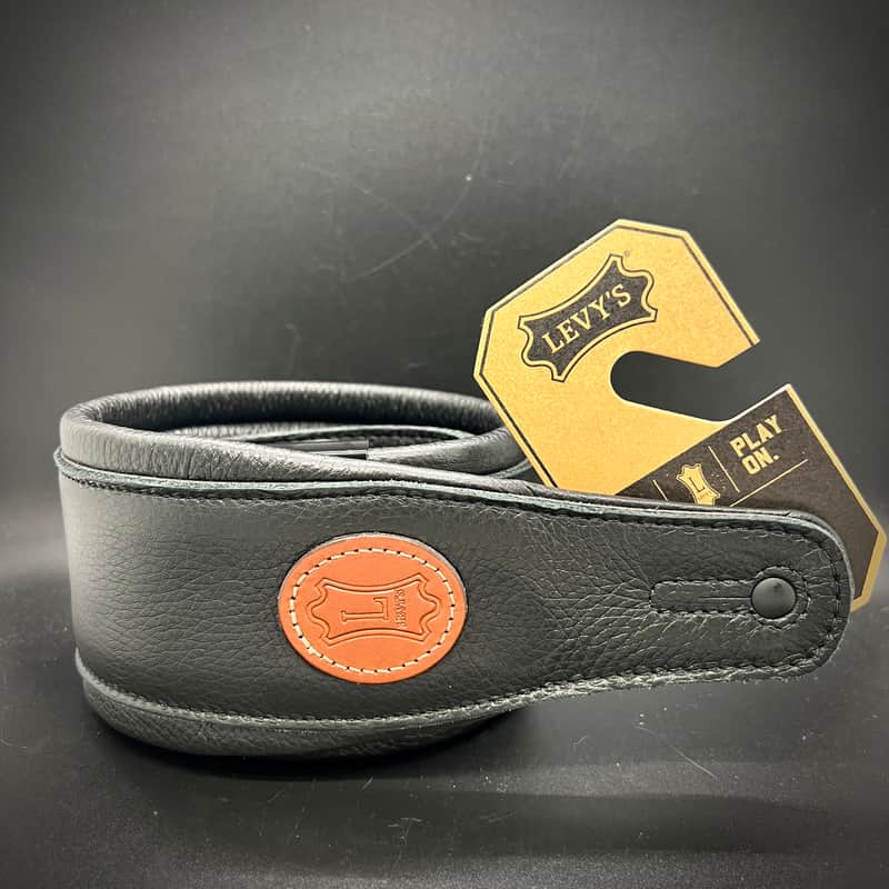 Levy's Signature Series Garment Leather w/ Foam Padding Guitar/Bass Strap 52" x 3" - Black image 1