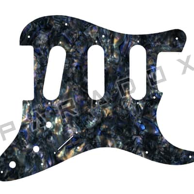 Custom Pickguard For 2000 - Present Made in America Fender Stratocaster Oversized Template with Burns Tri-Sonic Pickups - Black Abalone/White/Black/White .090" image 1