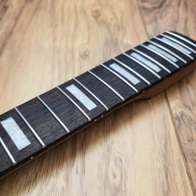 Stratocaster Compatible Roasted Maple and Rosewood Guitar Neck Pearl Inlays Unfinished Paddle Headstock image 7