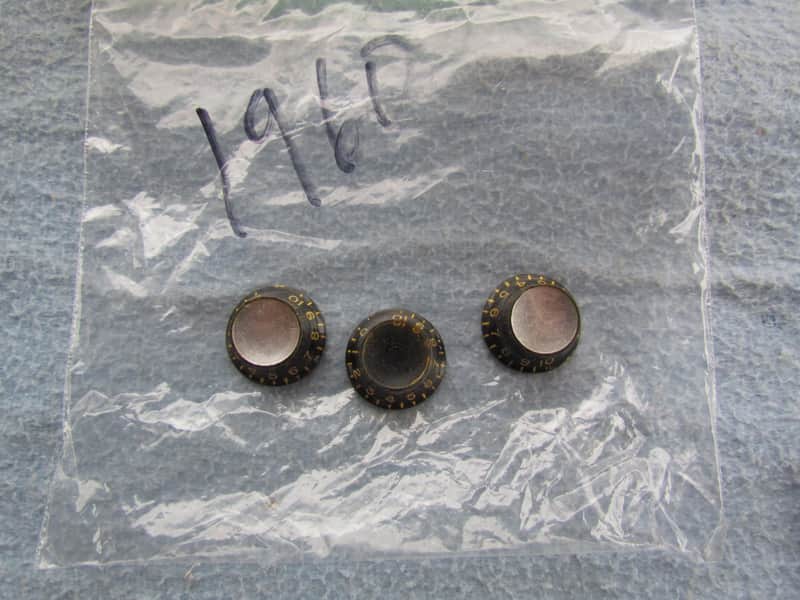 1960 Gibson Black Reflector Knobs Set of 3 No Tone No Volume Gibson Knobs Vintage Set of 3 Gibson Knobs Vintage image 1