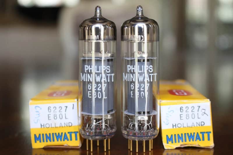 Philips E80L / 6227 Tube Pair – NOS 1965 – Gold Pins – Holland SQ – Tested Strong