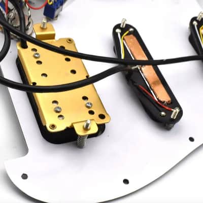 HSS Guitar Strat Style Loaded Prewired Pickguard, Red Dual Rail Pickups image 4