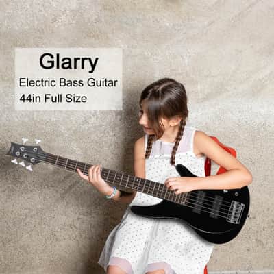 Glarry GIB 5 String Bass Guitar Full Size Open-coil HH Pickup Black + 20W Amplifier image 9