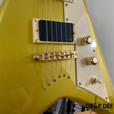 ESP LTD Kirk Hammett Signature KH-V Electric Guitar w/ Case - Metallic Gold image 7