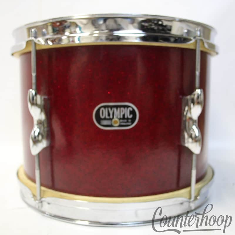 *Premier Olympic 12x8"Red Sparkle Tom Drum 3Ply Birch Vintage Pre-International* image 1