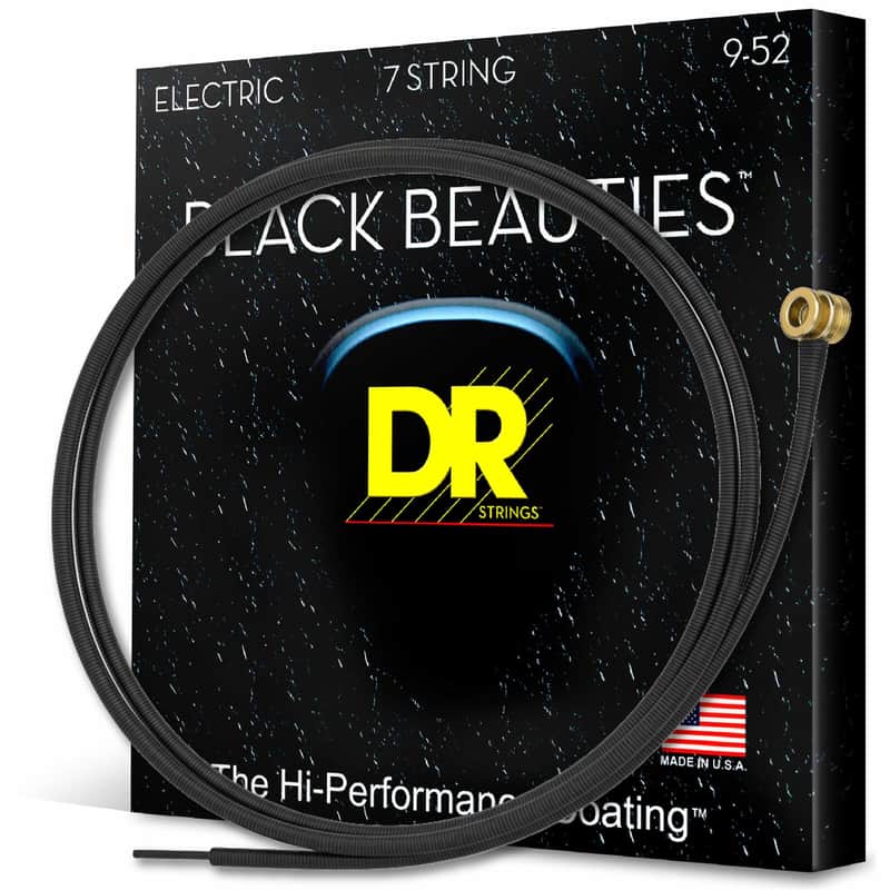 DR Strings BLACK BEAUTIES™ - BLACK Colored Electric Guitar Strings: 7-String Light 9-52 image 1