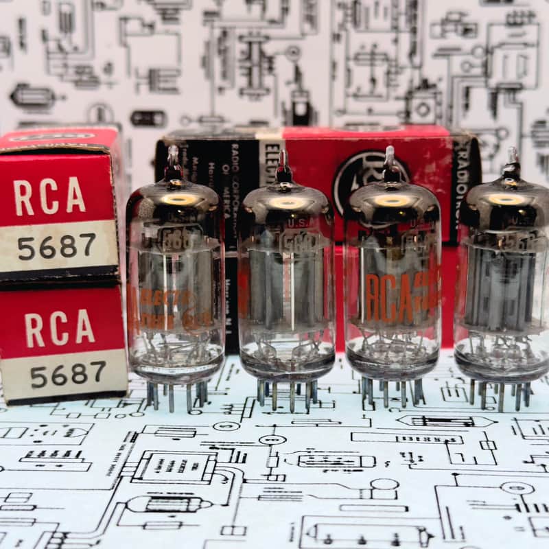 RCA 5687 Black Plate Matched Quad - 1960s NOS | Audio Driver image 1