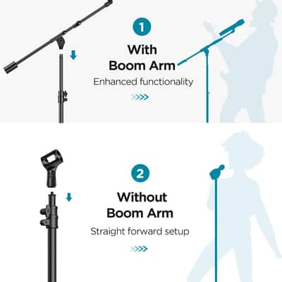 Mic Stand, Max Height 82.28" Microphone Stand Floor Detachable Boom Mic Arm Stands With Weighted Base For Quadcast Sm58 Samson Q2U Fifine K669B Singing Stage image 3