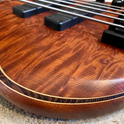 Immagine Roscoe LG Rustic Redwood Flamed Burl Fretless 5 string bass guitar *Gorgeous instrument* w/case - 9