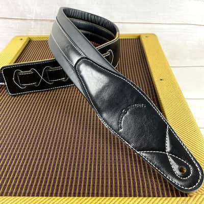 Walker and Williams C-21-BLK Black Premium Signature Soft Grain Leather Padded Guitar Strap For Acoustic, Electric, And Bass Guitars image 5