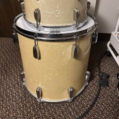 Vintage Slingerland 1948-54 Era Radio King Floor 16x16 & Rack Tom 12x8 White Marine Pearl WMP image 1