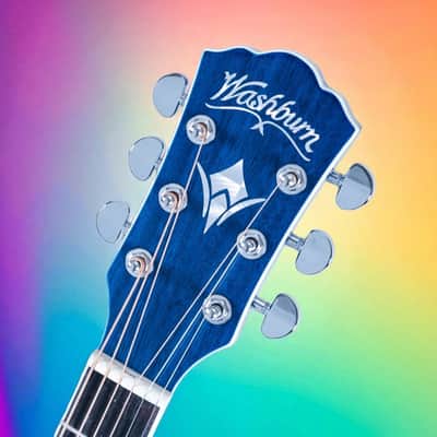 Washburn EA15 Festival Series Mini Jumbo Cutaway Acoustic Electric Guitar. Trans Blue image 7