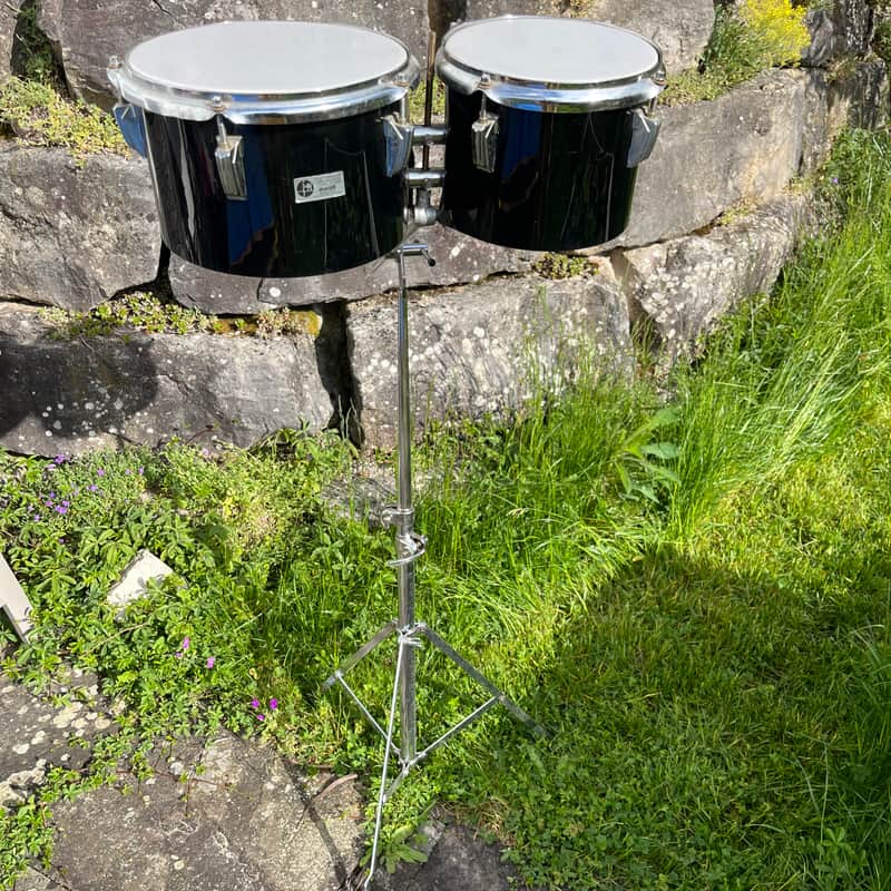 Vintage Amati Kraslice 6” & 8” Bongos / Concert Toms – Made in Czechoslovakia – incl. Vintage Stand image 1