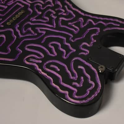 c. 1980s Schecter USA T-Style Body Dallas-Era HS Customized Black/Purple image 10