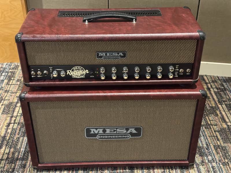 Mesa Boogie Dual Rectifier Trem-O-Verb Mid-90s - Burgundy tolex/ Gold grill image 1