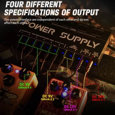 Guitar Pedal Power Supply – 10 Independent Outputs 9V/12V/18V for Effects Pedals image 3