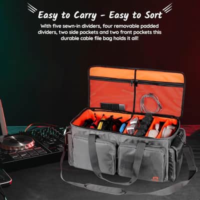 Heavy Duty - DJ Cable Bag Organizer with Detachable Dividers – Travel Gig Bag – Case for Equipment - Music Equipment & Accessories - Heavy Duty Exterior & Padded Nylon Interior image 6