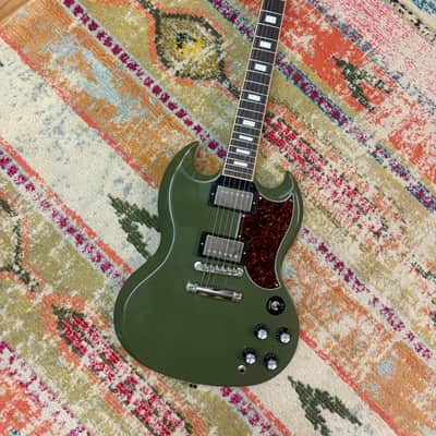 Gibson CME Exclusive SG Standard with T-Type Pickups, Tortoise Pickguard 2018 - Olive Drab image 1