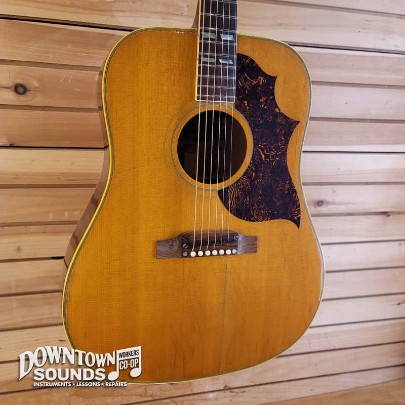 1966 Gibson Country Western Dreadnought Acoustic Guitar with Hard Case - Natural, 4lbs 7oz