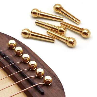 Guitar Bridge Pins 6pcs Solid Brass End-pins for Acoustic Guitar Pegs Replacement for Resonating more brightness and attack. image 3