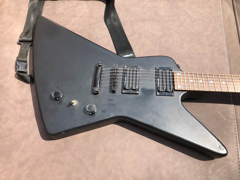 Kramer Imperial Matte Black Explorer Electric Guitar & DiMarzio Strap image 1