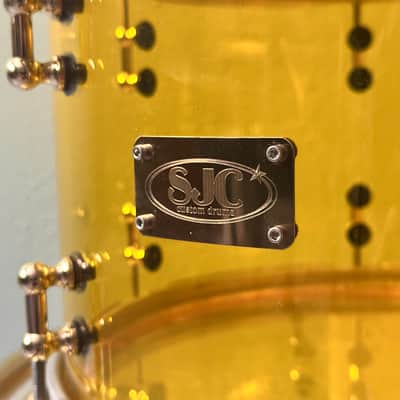 SJC Custom Acrylic 3-Piece Drum Kit – Yellow Acrylic w/ Brass Hardware (22/12/16) image 8