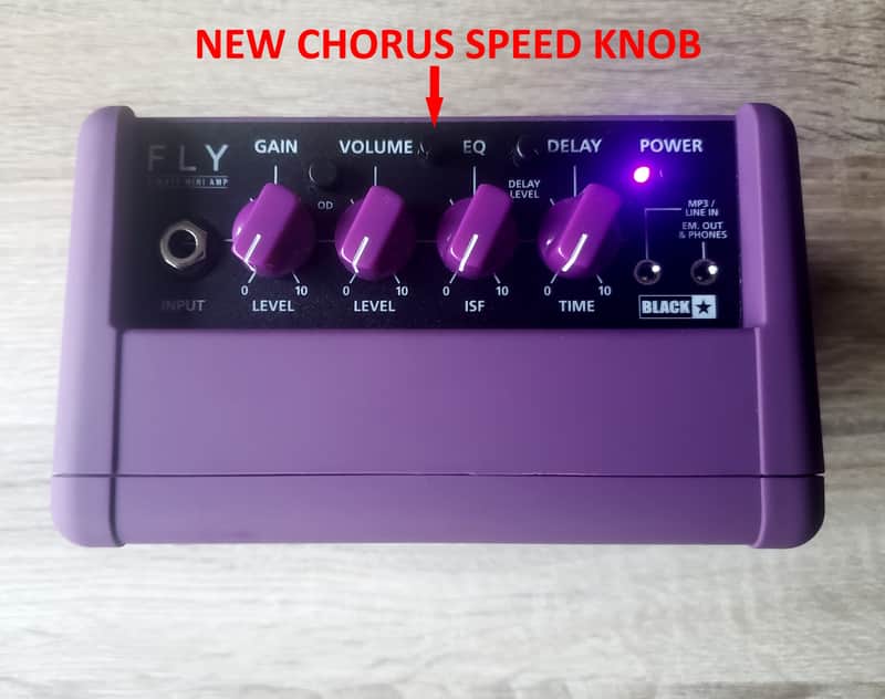 Hand-modified Blackstar Fly 3W purple guitar amplifier combo with vari-speed chorus image 1