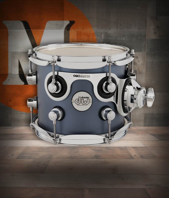 DW Design Series Maple Suspended Tom, 7x8 - Blue Slate Lacquer w/Chrome Hardware (DDLM0708STBS)