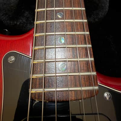 2005 Fender American Deluxe, Mahogany Stratocaster HSS with Rosewood Fretboard  - Crimson Red Transparent image 4
