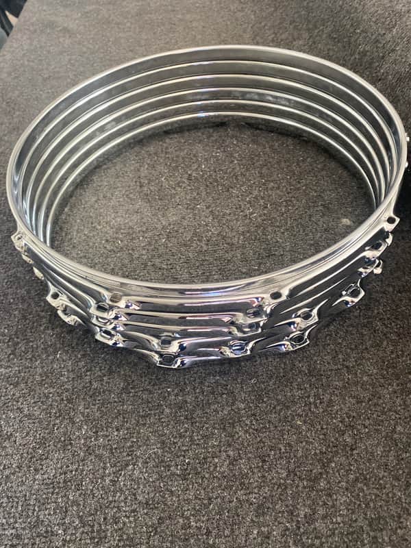 Lot of 6 dFd 14” 10 Lug Snare Hoops - Chrome image 1
