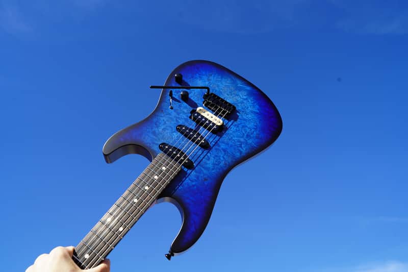 Schecter CUSTOM SHOP USA Sunset Custom-II - Ocean Blue Burst Satin 6-String w/ Case image 1