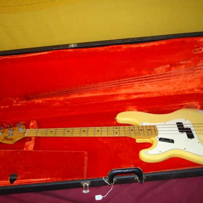 Vintage Early 1970's Oly White Fender Lefty Left Handed Precision 4 String Electric 'P' Bass in OHSC image 1
