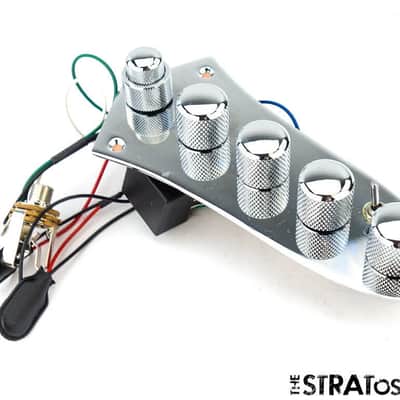 Immagine NEW Active Jazz Bass LOADED CONTROL PLATE KNOBS POTS for Fender J Bass Chrome - 1