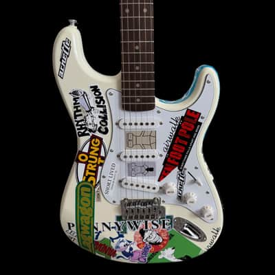 Fender Squier Stratocaster Tom DeLonge Sticker Strat Electric Guitar - Olympic White image 3